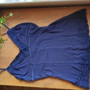 Camisole with lace trim in navy blue size xs by Arden B.